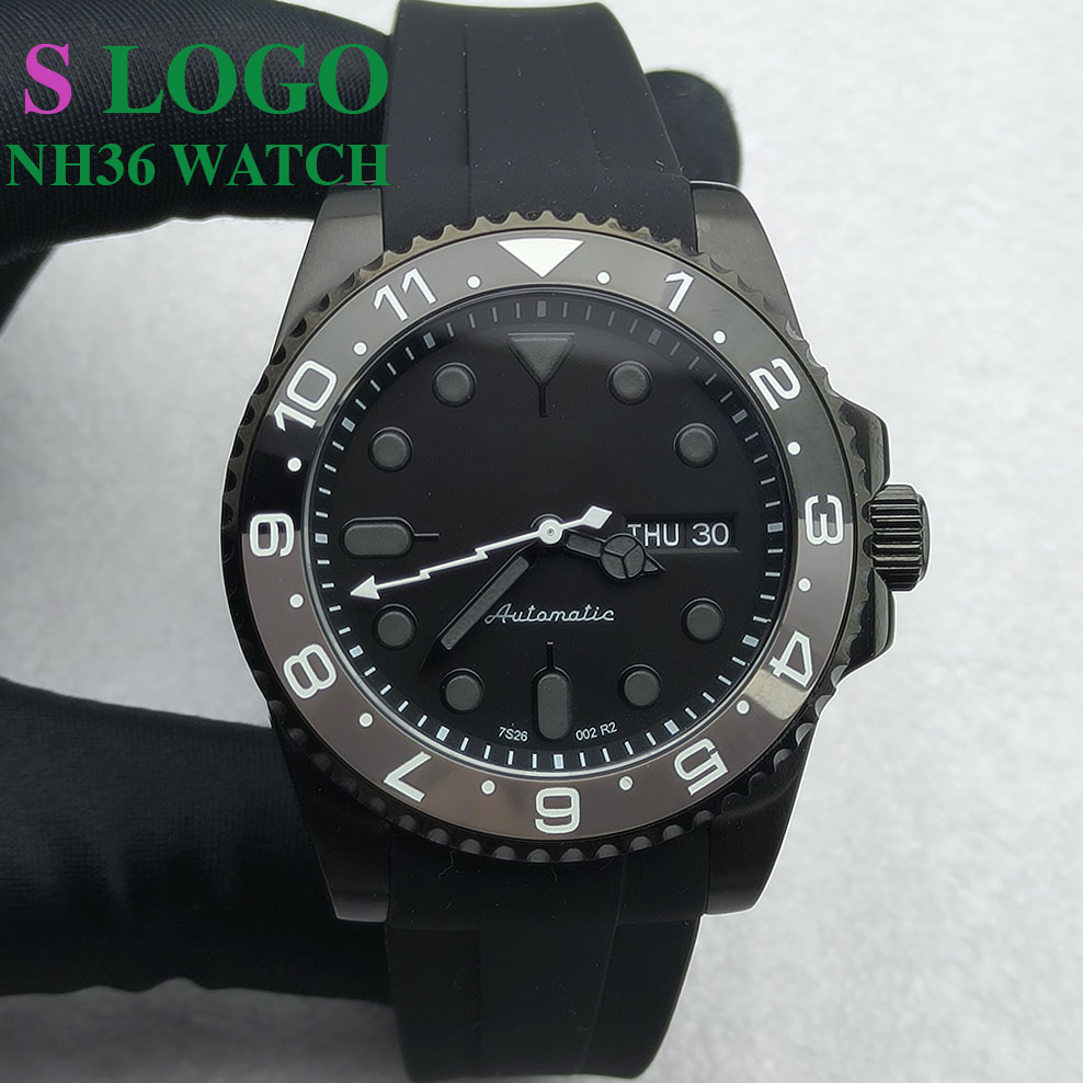 Sapphire Crystal Display - Zegarek męski 40MM NH36, czarny, ze