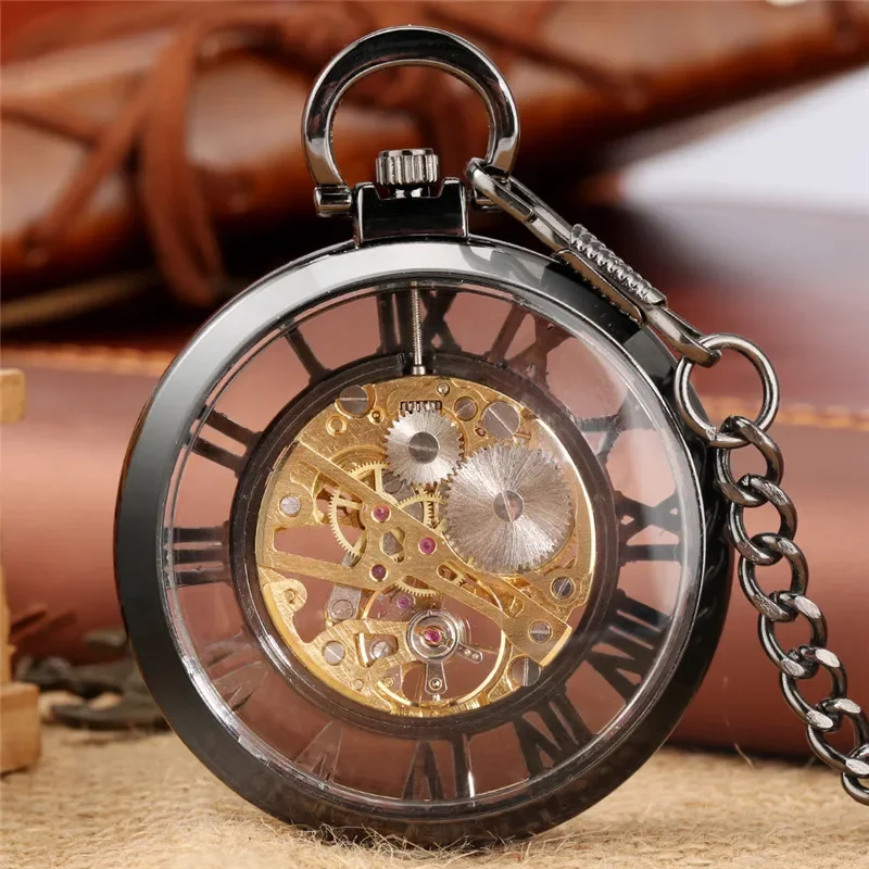 Luxury Watch All Black - Luksusowy nakręcany mechanicznie zegarek kieszonkowy w