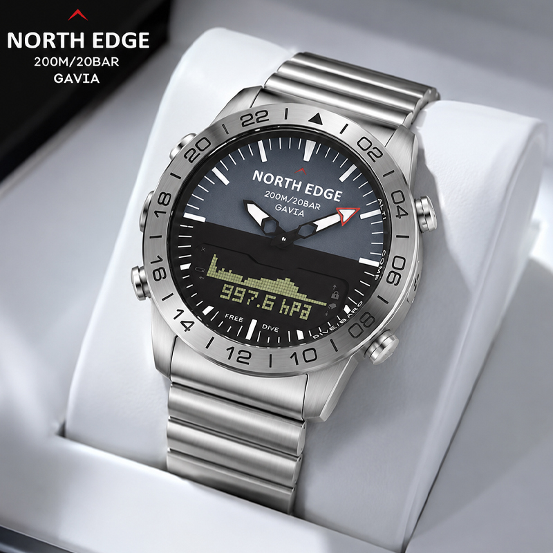 Compass Watch Luxury - NORTH EDGE Męski Zegarek Nurkowy Sportowy