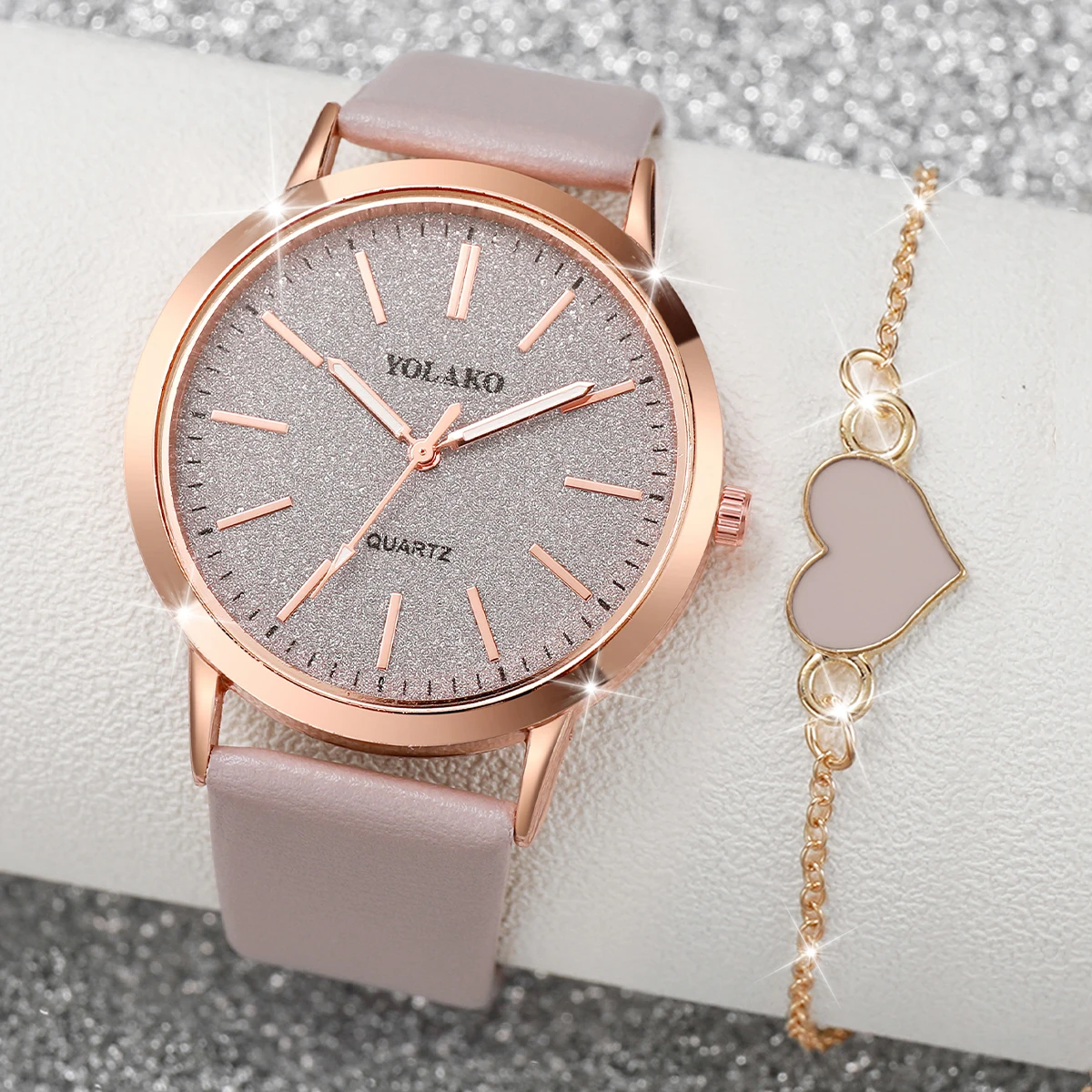 Open Heart Watch - 2 SZT./Zestaw Modne Zegarki Damskie Casualowy