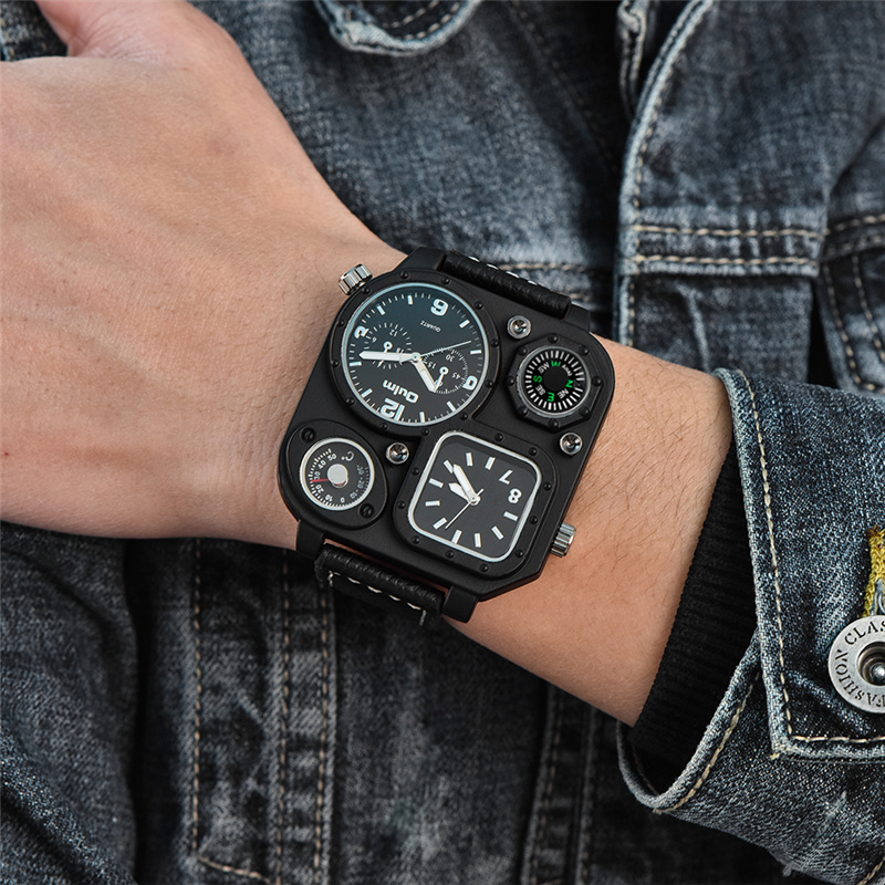 Compass Watch Luxury - Oulm Classic Black Casual zegarki mężczyźni