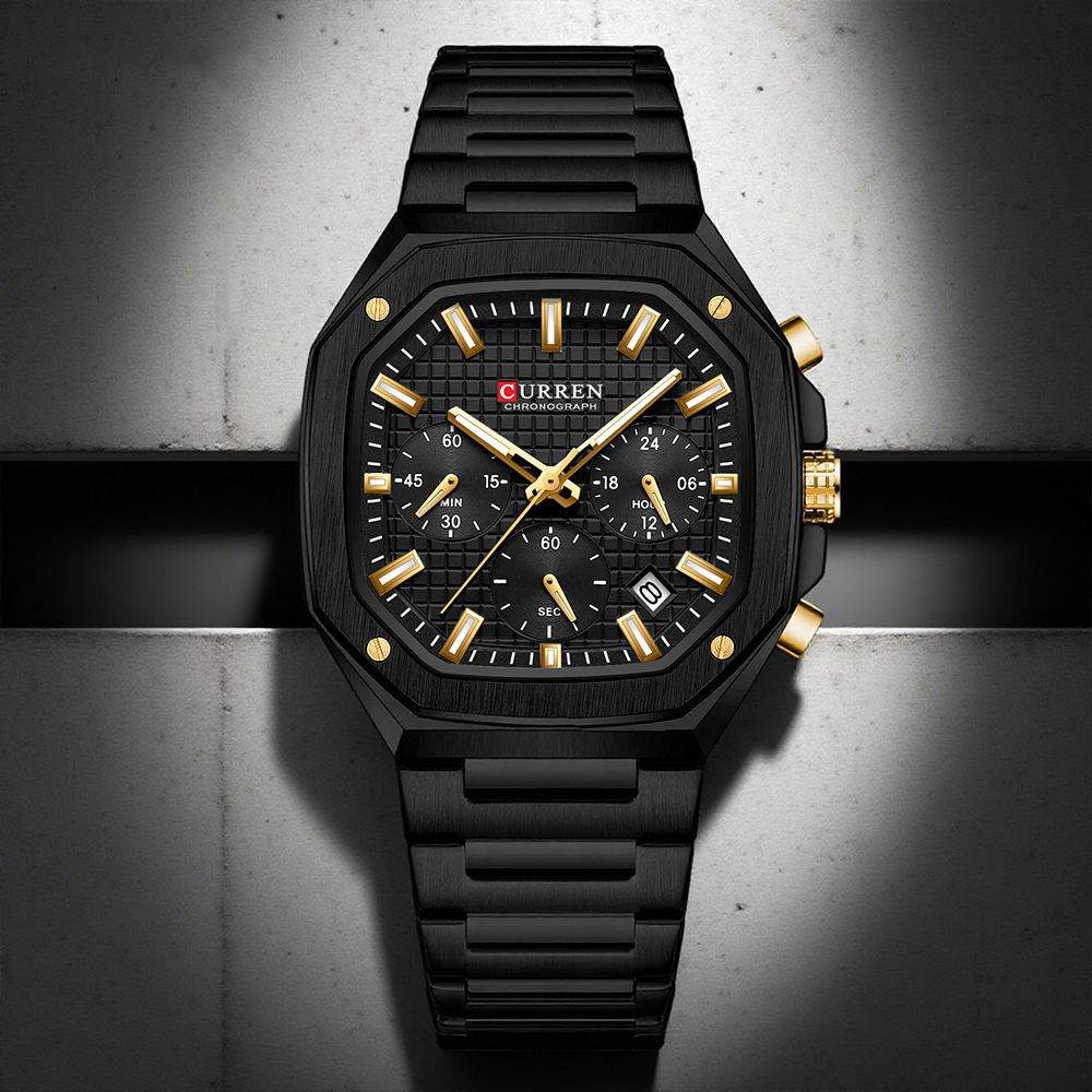 Luxury Watch For Men - CURREN Luksusowy kwadratowy zegarek chronograf dla