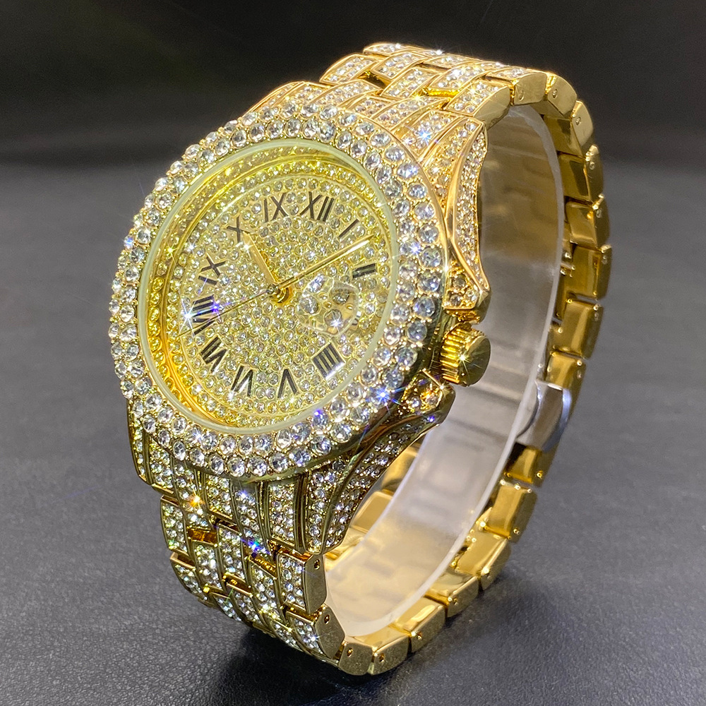 Luxury Watch Gold And Black - Duży Złoty Srebrny Czarny Zegarek na