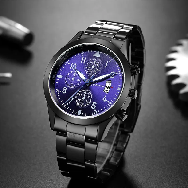 Luxury Watch All Black - Genewa Zegarki Mężczyźni Luksusowe Zegarki Męskie