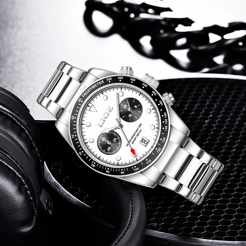 Zegarek męski marki LIGE, modn – Luxury Watch Mockup recenzja i cena