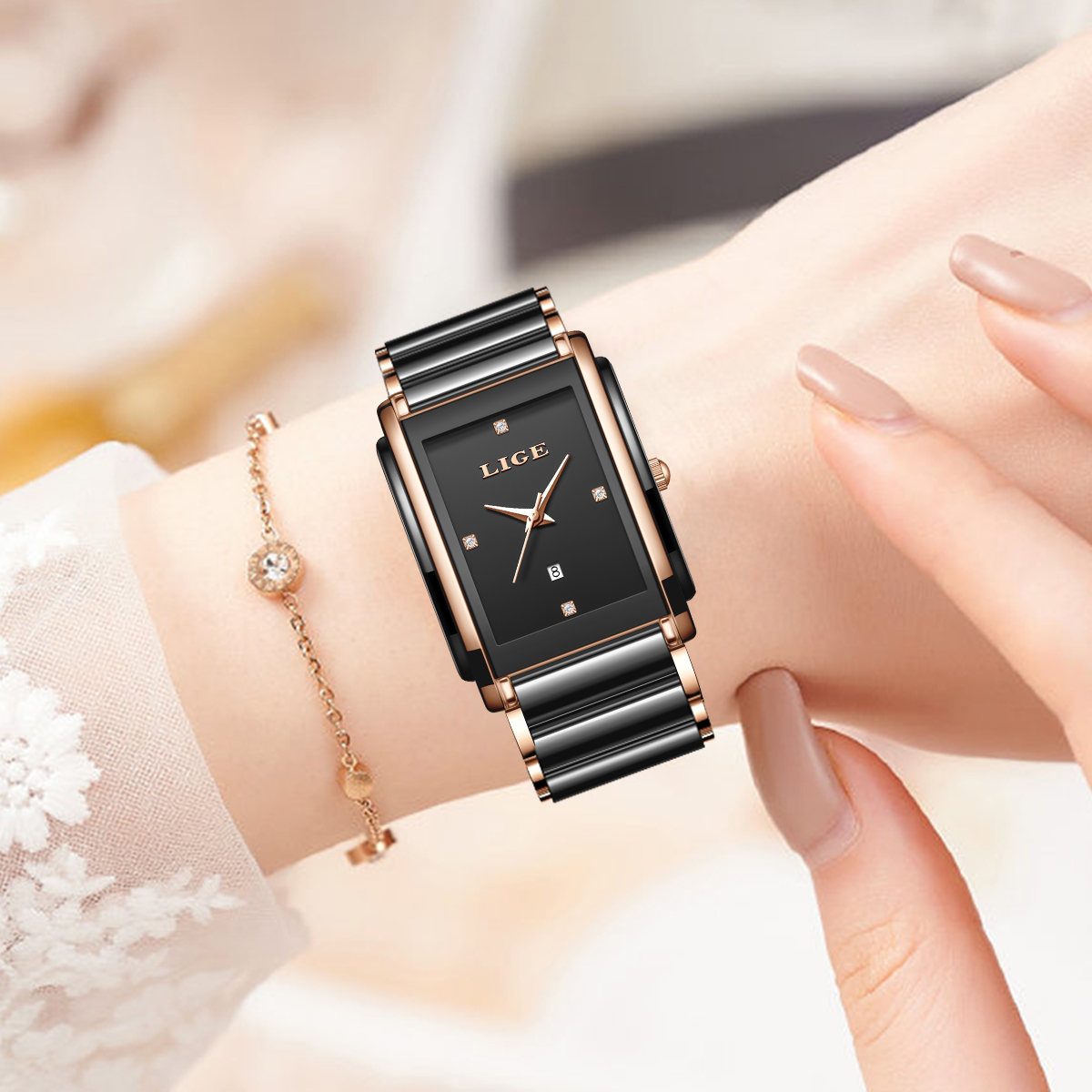 Elegancki zegarek damski LIGE, – Luxury Watch Japanese recenzja i cena