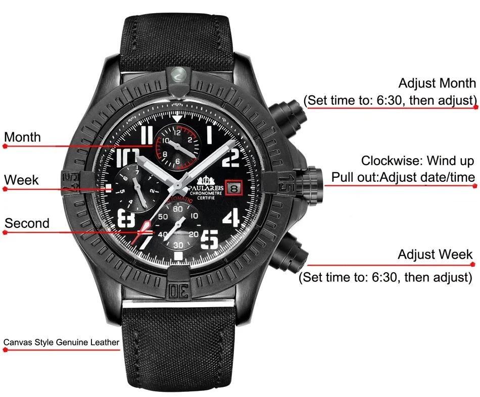 Automatyczny męski zegarek z w – Luxury Watch All Black recenzja i cena