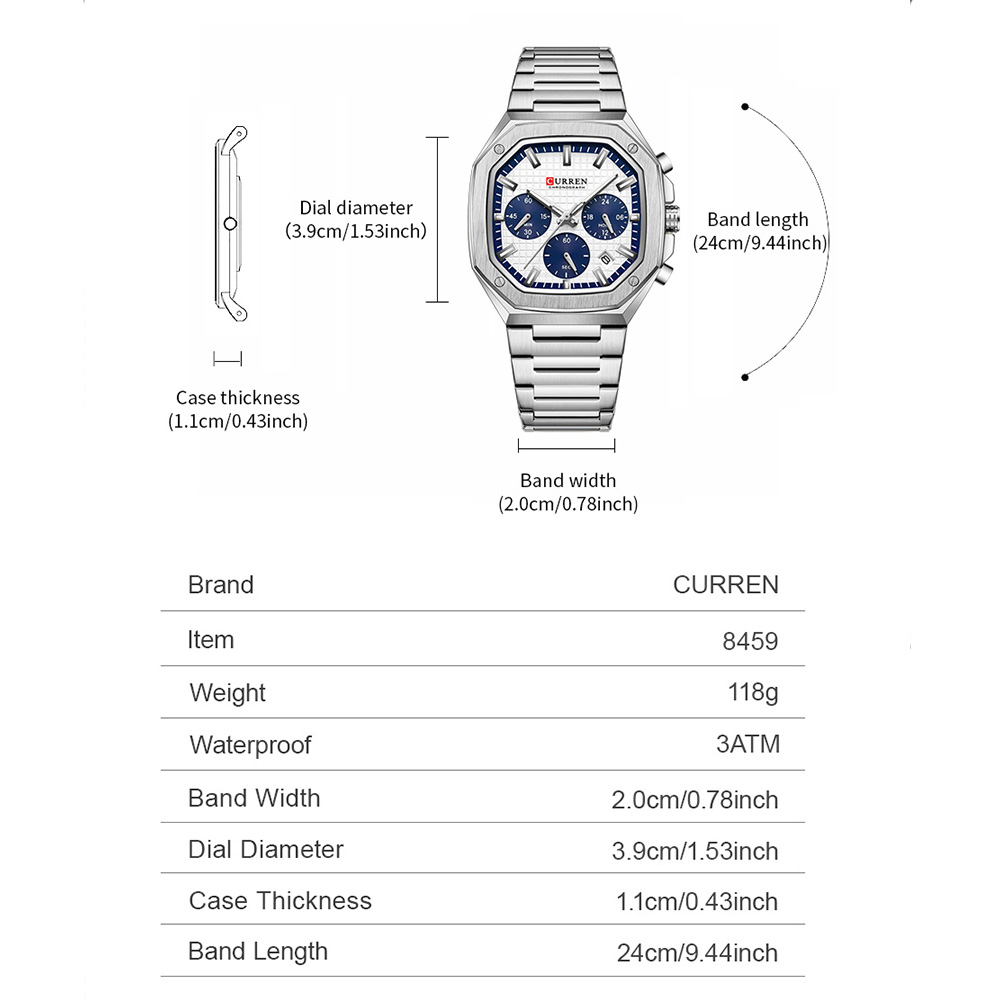 CURREN Luksusowy kwadratowy ze – Luxury Watch For Men recenzja i cena