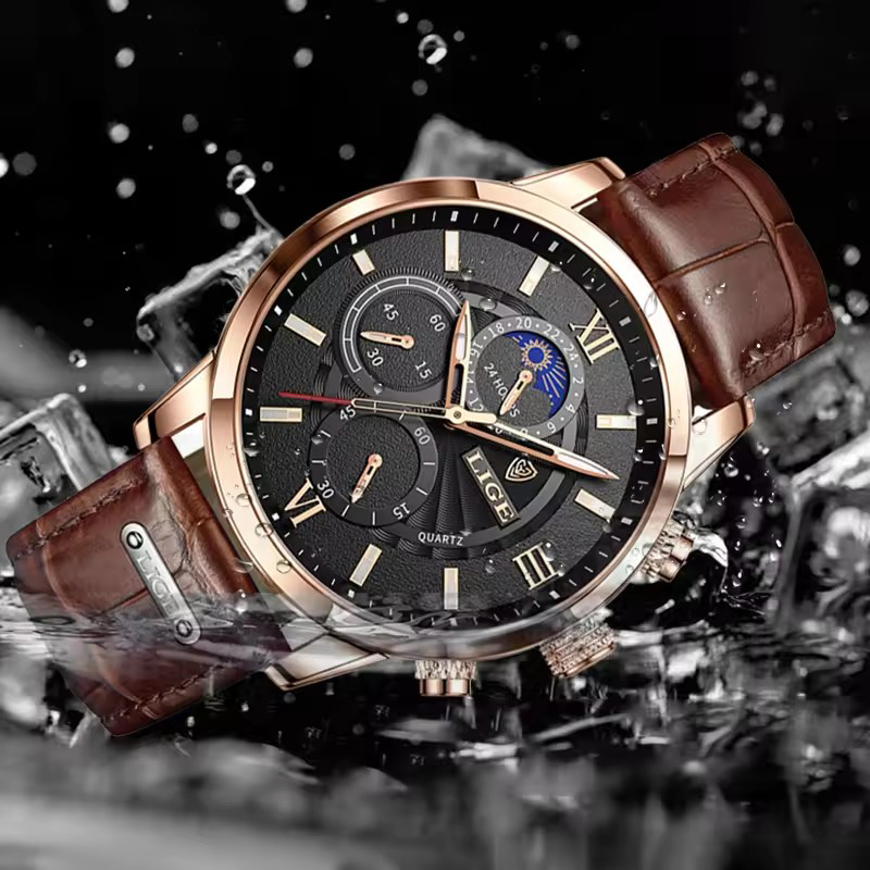 Męskie zegarki LIGE Top marka  – Luxury Watch Mockup recenzja i cena